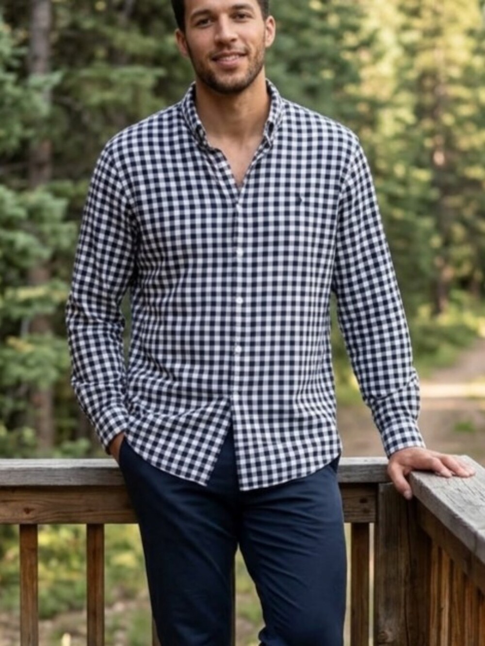 Polo Ralph Lauren Mens XXL Black White Gingham Cotton Button Down Shirt